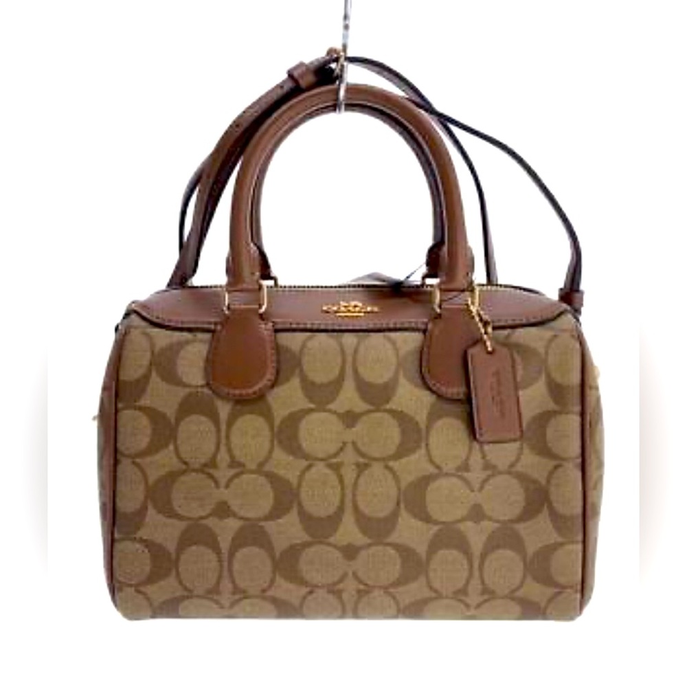 Coach Signature Bennett mini Satchel, crossbody- Khaki/  Saddle.Two way bag .